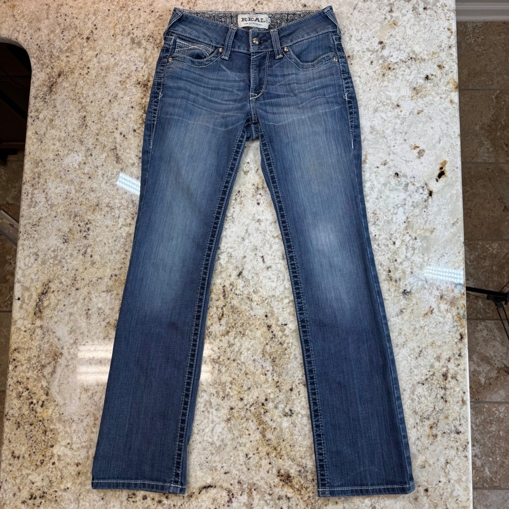 Ariat Rainstorm Real Denim Womens 26S Mid Rise Straight Western Jeans 10017217